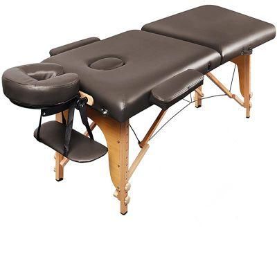 Adjustable Folding Massage Bed with 3 Sections Wooden Frame