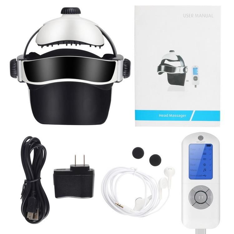 Konmison Customized Factory Price Intelligent Frequency Vibration Automatic Helmet Head Massager with Music Player