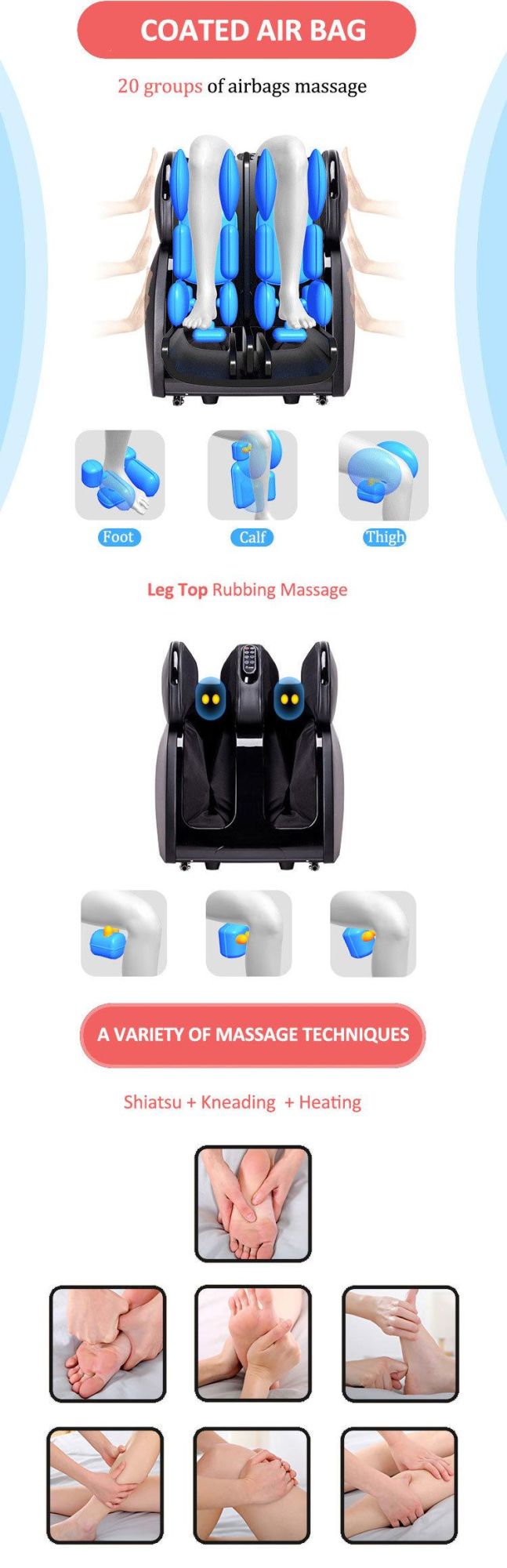 New Design Control Panel Heated Calf Foot Massager