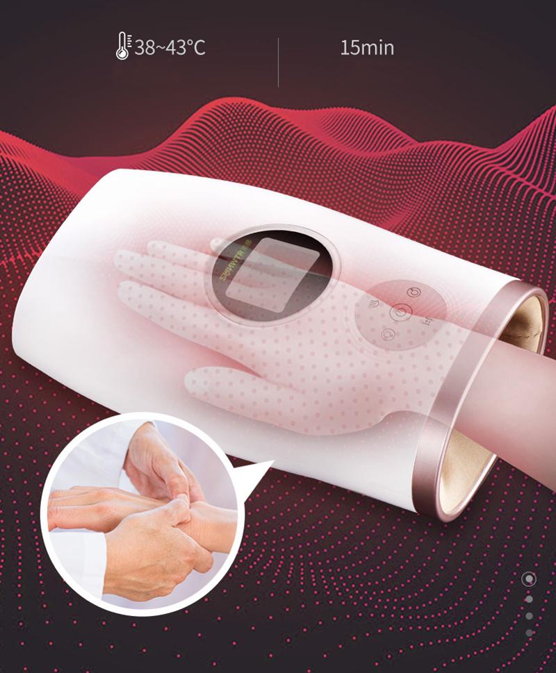 OEM Factory Price Electric LED Screen Hand Massager Wireless Rechargeable Heat Pain Relief Palm Fingers Hand Massager