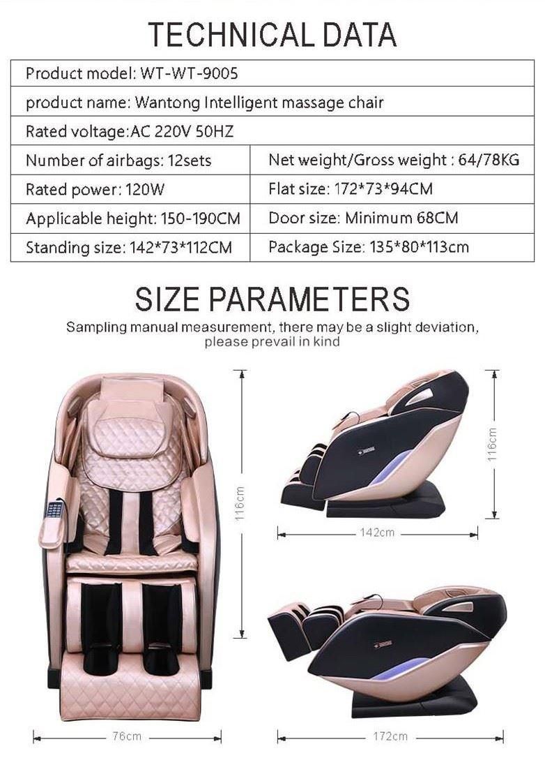 PU Leather Portable Retractable Massage Chair 4D Zero Gravity for Health