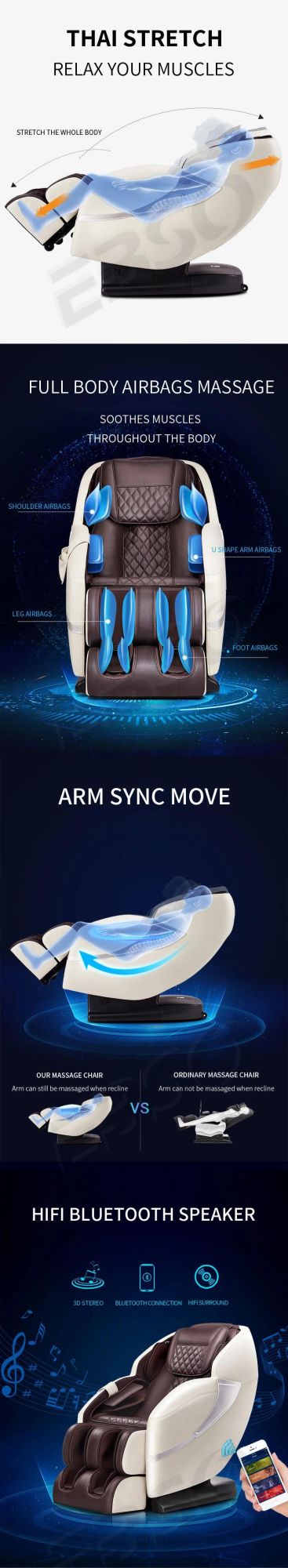 2021 Recliner Chair with 3D Massage Function Head Airbag Living Room Sofa Massage Chair