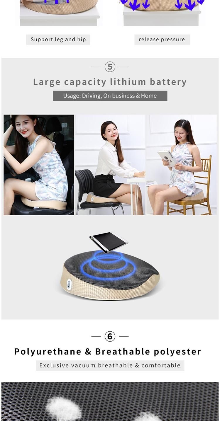 Battery Operated Vibrating Massager Pillow Hip Massage Seat Cushion for Office or Car