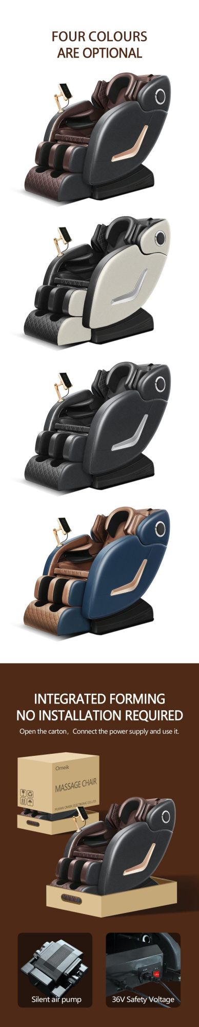 Office Intelligent Portable Best Luxury Full Body Zero Gravity Electric Automatic Massage Chair with Music Relaxing