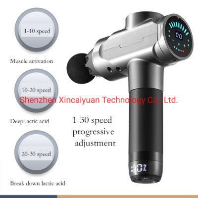 Best Selling 30 Speed 6heads Percussion Deep Tissue Electric Private LED Touch Screen Massage Gun
