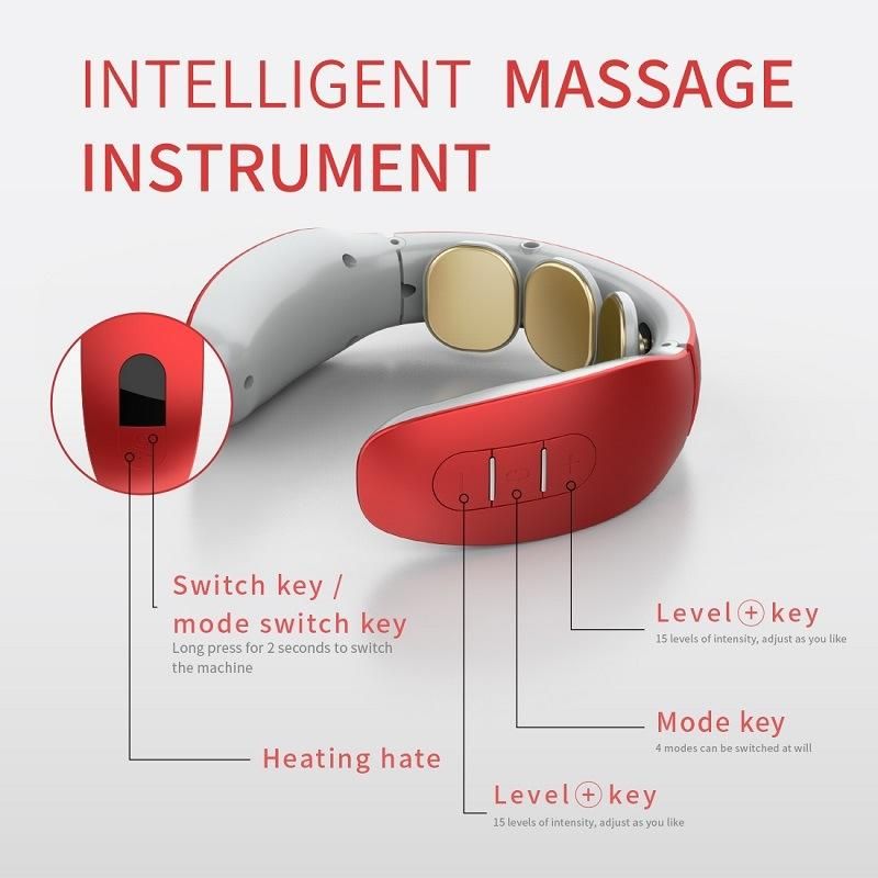 Tahath Neck Massager, Electromagnetic Pulse Neck Massager with Heat, Relieve Cervical Muscle Pain, Stiff and Fatigue Intelligent Wireless Neck Massager