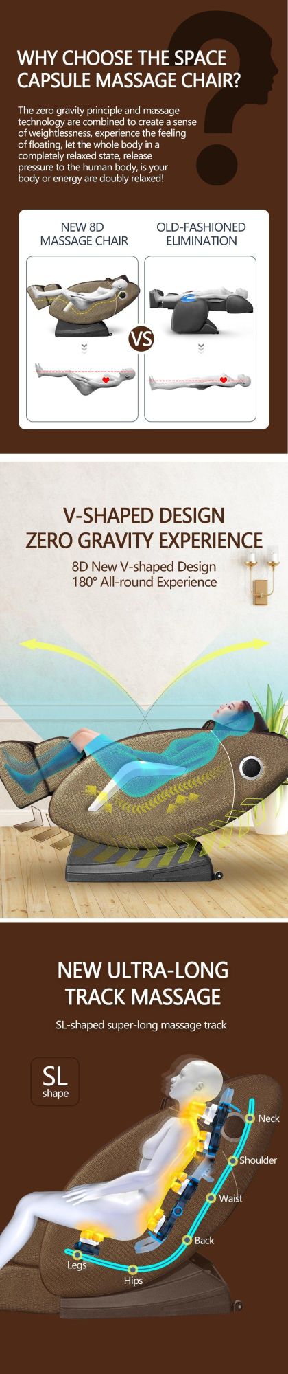 L Shape Track Music 3D Full Body Shiatsu Game Massage Chair