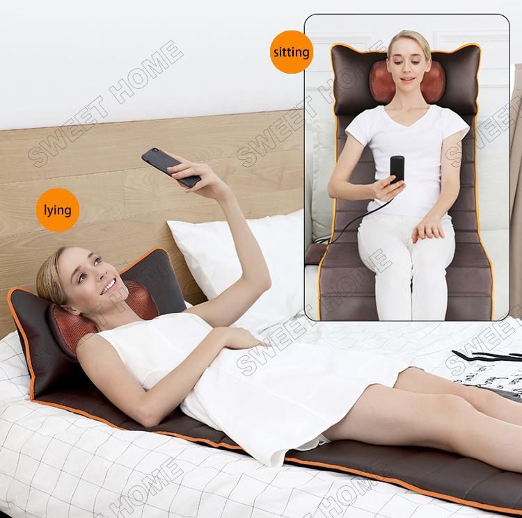 Electric Full Body Massager Cushion Neck Lumbar Leg Vibrating Massage Mattress with Heating