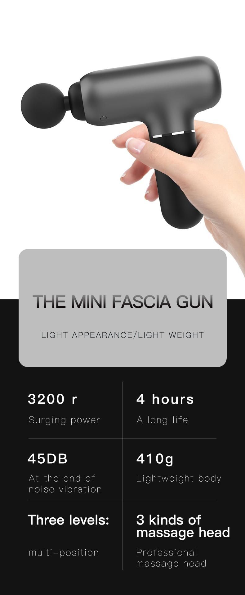 Wireless Cheap Massage Gun Fascia Massager Percussion Muscle Gun Deep Tissue Muscle Message Gun 4 Heads