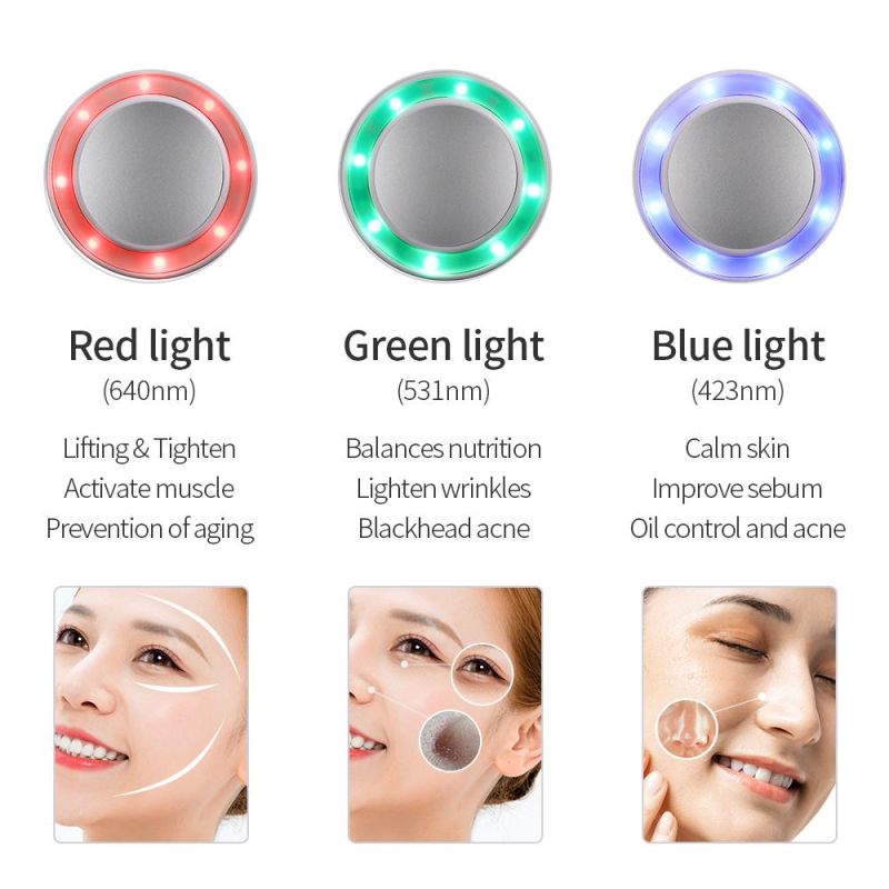 Rechargeable LED Hot Cold Hammer Skin Care Device Massager Anti-Aging Lifting Rejuvenation Facial Machine Skin Lifting Tighten