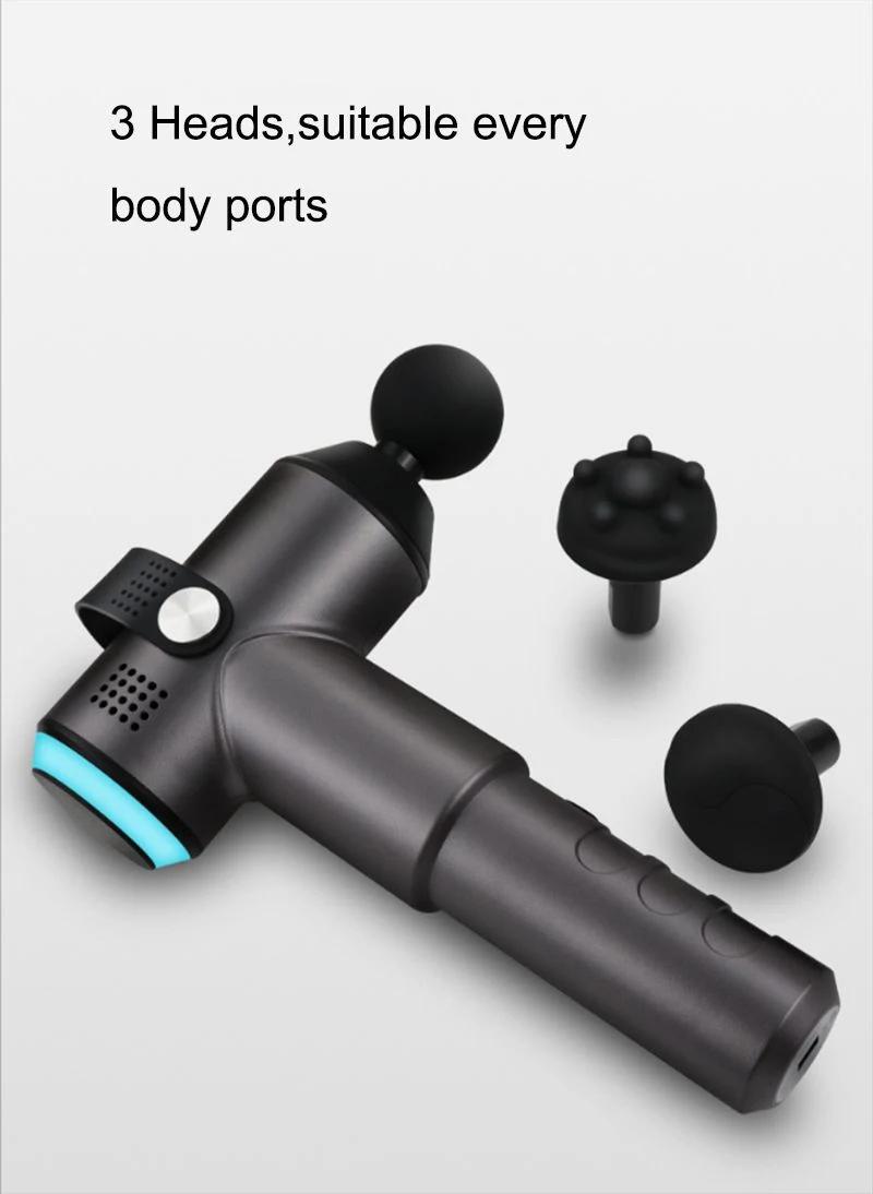 Portable Electric Mini Vibration Muscle Massager Gun Low Sound Vibration Muscle Charging Base Muscle Relaxation Massage Fascia Gun with 3 Head for Fully Body