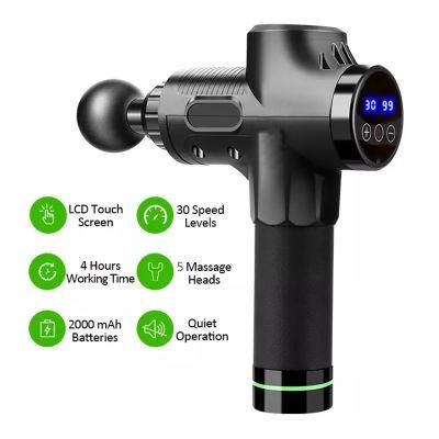 Percussion 30 Speed Muscle Massage Gun Dropshipping Handheld Massager Touch Screen Fascial Massage Gun