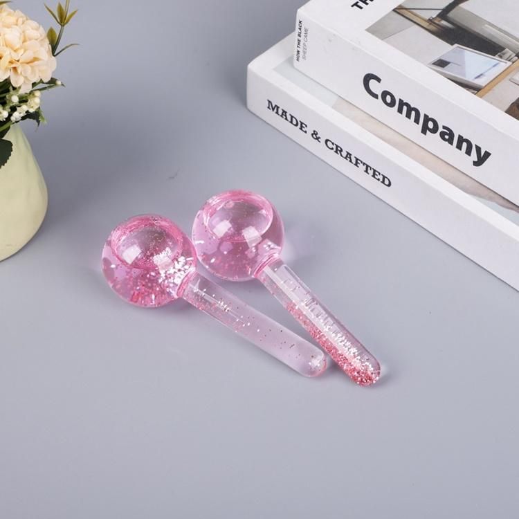 Low MOQ Pink Rose Glitters Popular Crystal Ice Ball Facial Therapy Massager Globes Beauty
