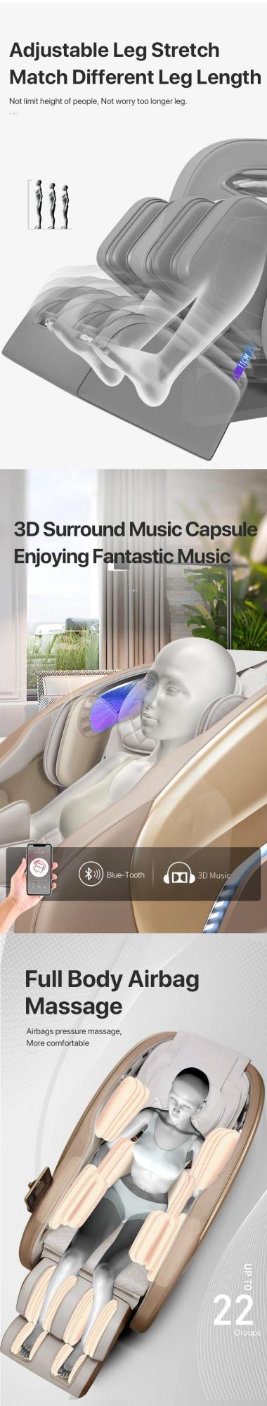 Luxury Massage Chair Chinese Best 3D Reclining Wholesale Zero Gravity Massage Chair
