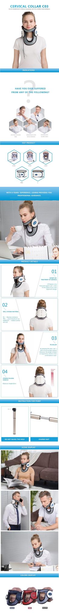 Adjustable Size Inflatable Neck Traction Collar Cervical Traction Device