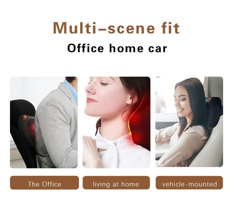 2022 OEM ODM Hot Sale Huangtai Full Body Deep Kneading Shiatsu Back Heated Neck Massage Pillow for Car Home Office Use