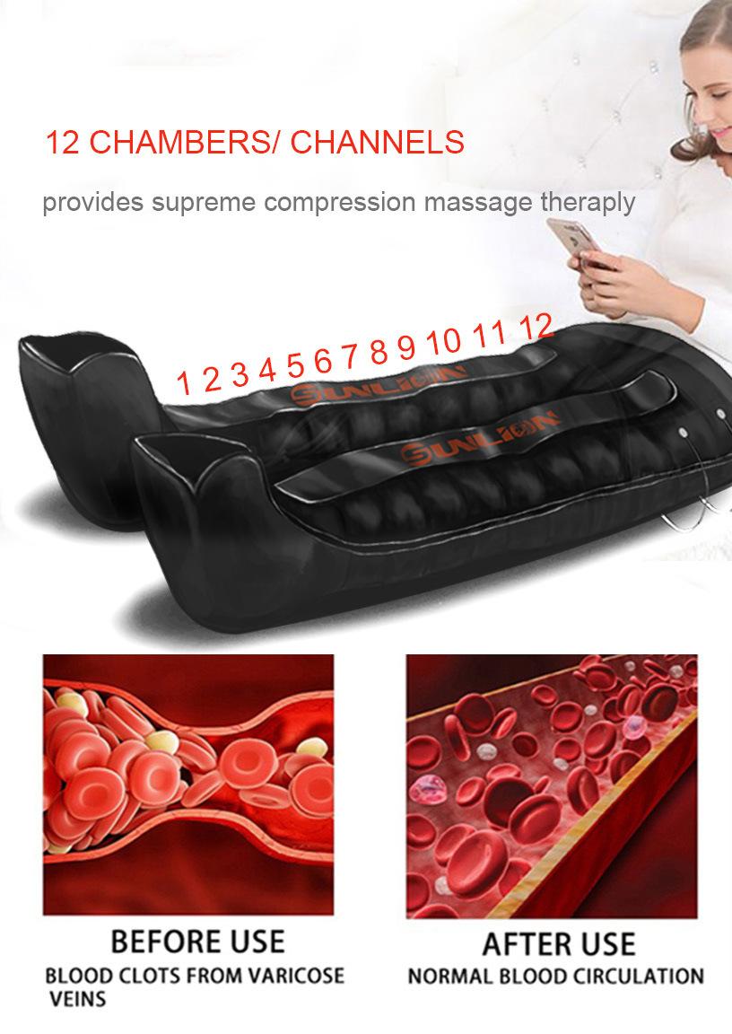 Sport Srecovery Rechargeable 12 Chamber Sequential Medical Leg Therapy Treatment Massager