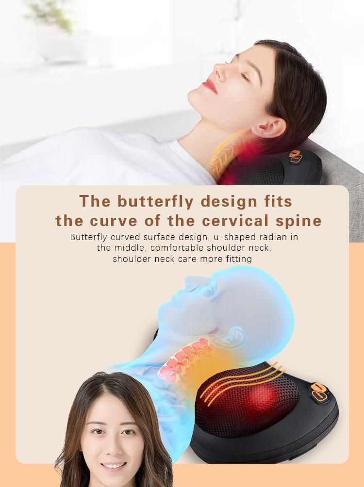2022 OEM ODM Hot Sale Huangtai Full Body Deep Kneading Shiatsu Back Heated Neck Massage Pillow for Car Home Office Use