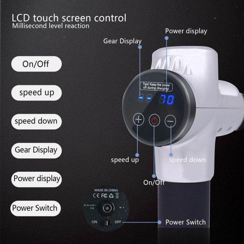 2021 Handheld 30 Speed Muscle Deep Tissue Fascial Percussion Massage Gun LED Touch Screen Fascia Message Gun