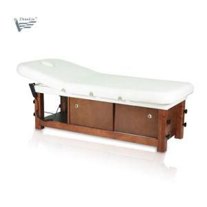 Hot Sale Wooden Massage Table Beauty Facial Bed with Cabinet