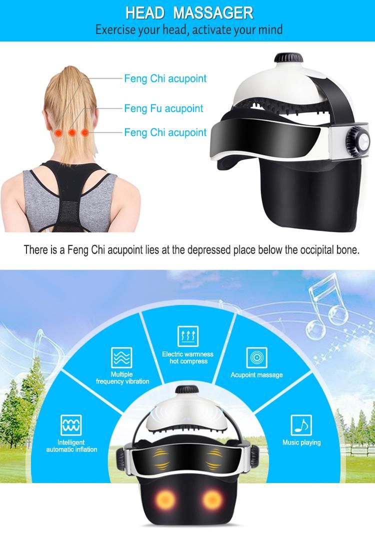 Automatic Air Pressure Head Massager Helmet Dual Vibrating Electric Head Massager for Brain Relaxation