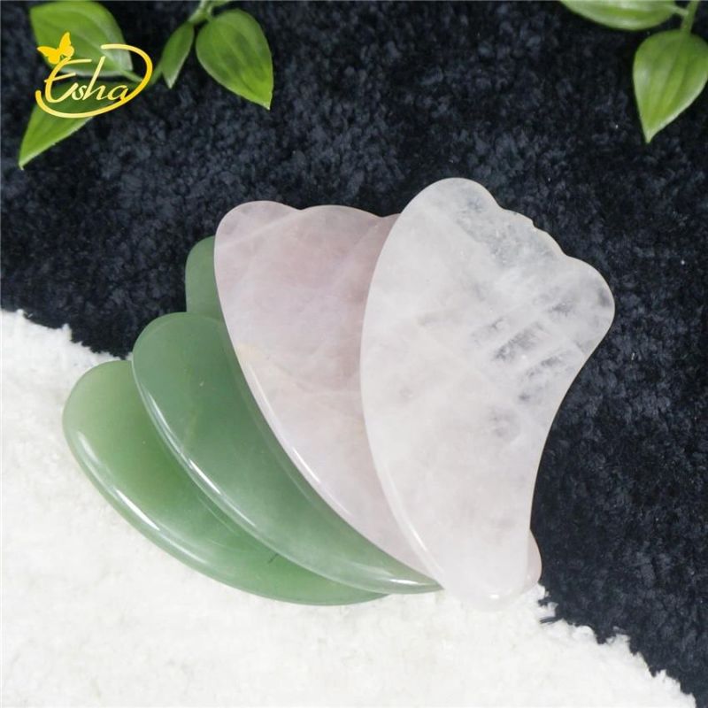 Natural Jade Pink Crystal Heart-Shaped Scraping Plate Facial Massager Roller Scraping Board