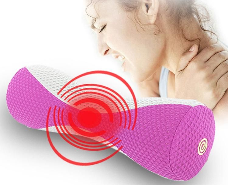 Electric Battery Operated Vibration Body Massager Memory Foam Vibrating Neck Back Massage Pillow for Car and Home