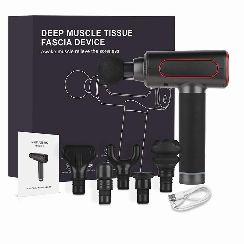 New Design Muscle Massage Gun Body Muscle Therapy Fascia Massage Gun with 6 Gears Intensity and Brushless Motor Massage Gun