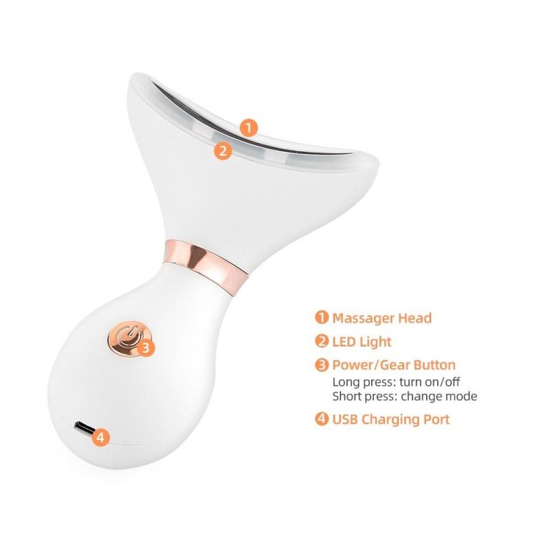 LED 3 Colors Light Neck Face Lifting Massager Remove Double Chin Neck Device LED Photon Heating Therapy V-Shape Facial Lifting