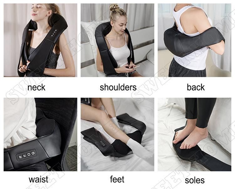 Electric Neck and Shoulder Personal Massager Full Body Shiatsu Massage Belt with Kneading Roller and Heating