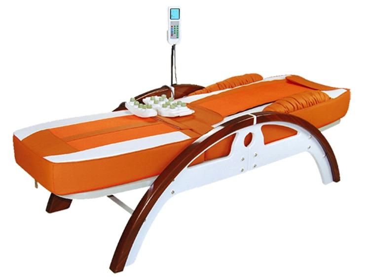 Electric Automatic Far Infrared Thermal Jade Stone  Heating Full Body Thai Medical Massage Table  with Dual Tapper