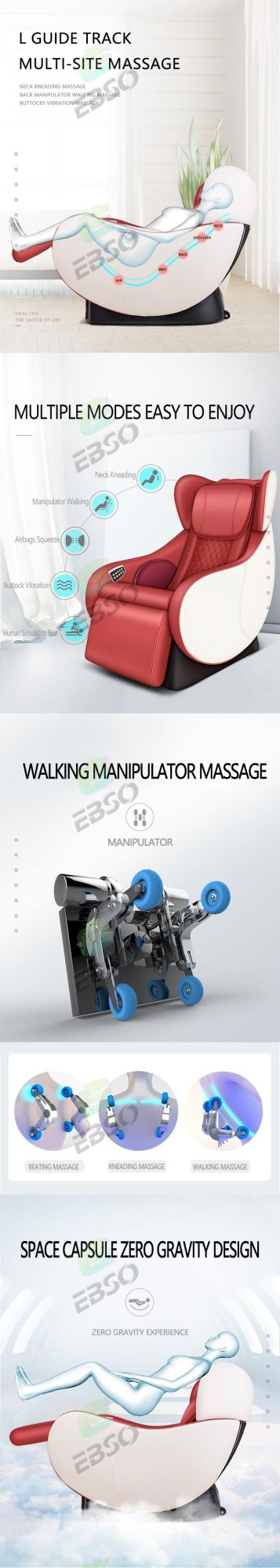 Electric Full Body 3D Zero Gravity SL Massage Chair Rhytmic Swing Musical Function Online Technical Support
