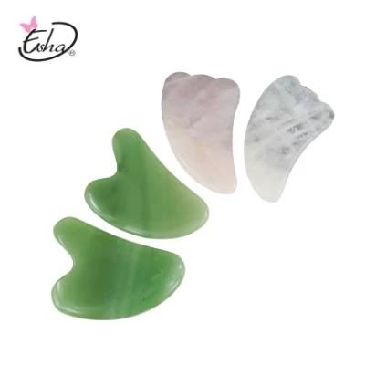 Natural Jade Pink Crystal Heart-Shaped Scraping Plate Facial Massager Roller Scraping Board