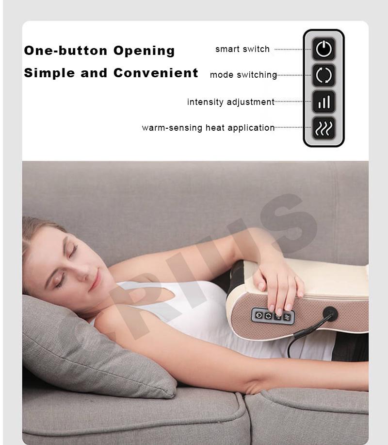 Car Home Electric Massage Pillow Neck Shoulder Back Massager Pillow with Heat