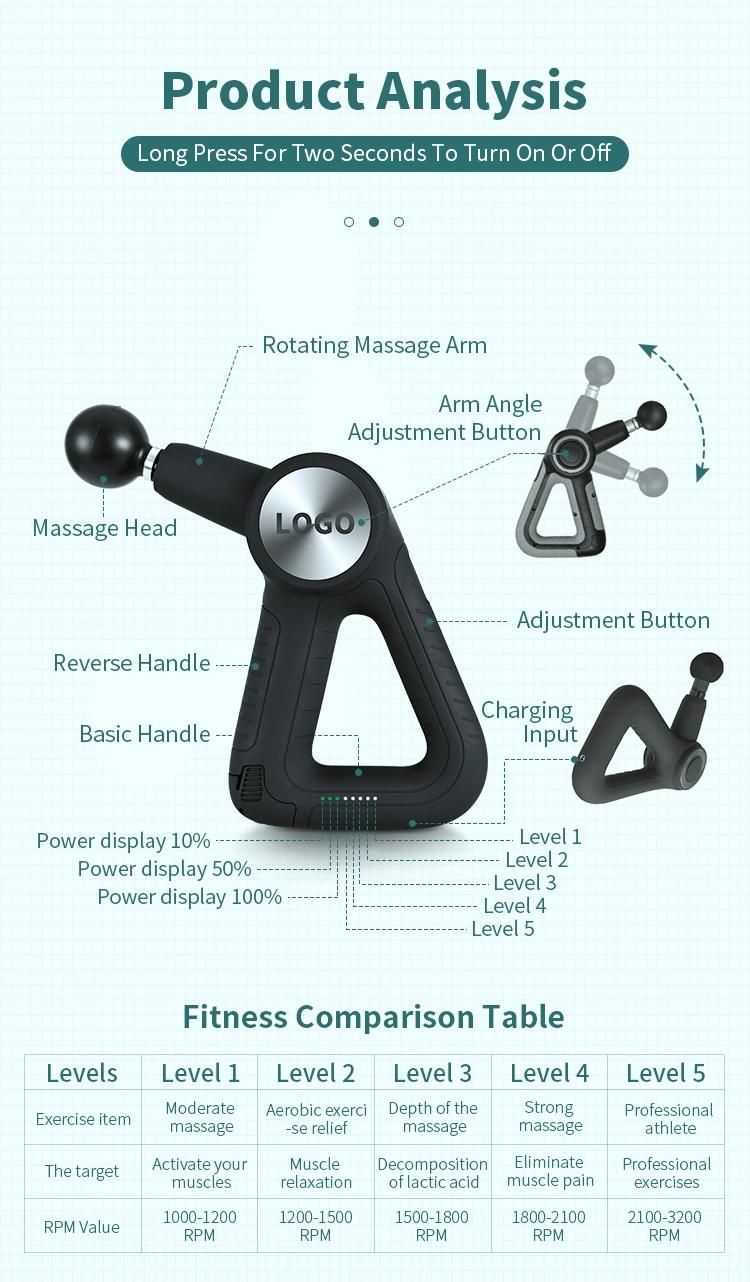 Adjustable Muscle Massage Gun with Rechargeable Battery Carry Case