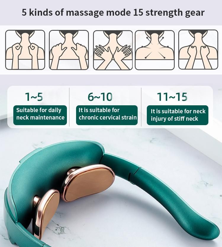 Amovol Portable Smart Cordless Electric Massage Equipment Intelligent Cervical Vertebra APP Remote Heated Neck Massager