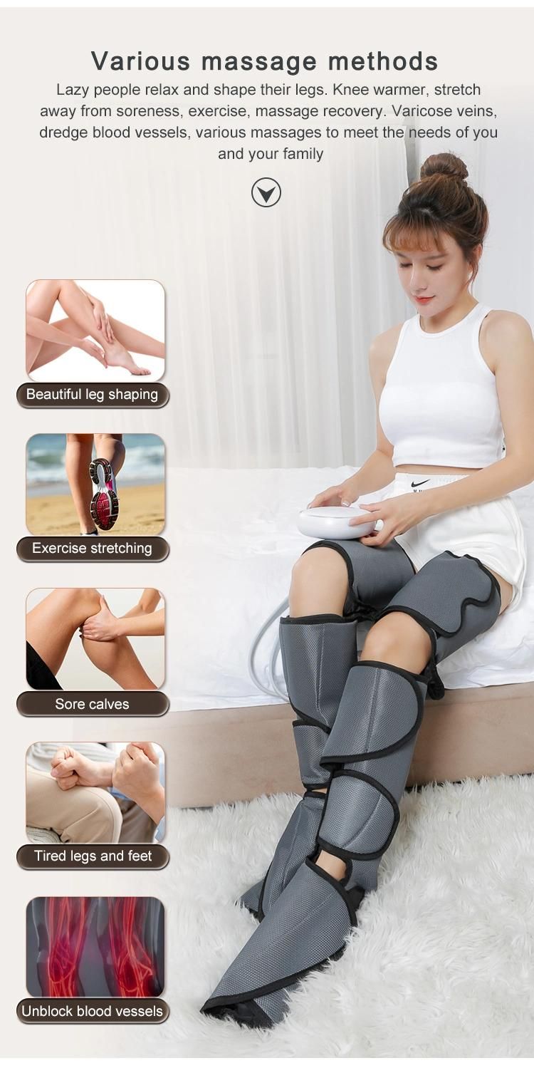 Electric 6 Modes Full Leg Air Compression Massage Machine Heating Blood Circulation Leg Foot Massager