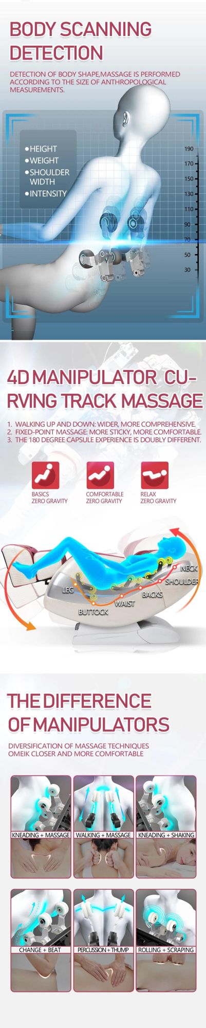 Deluxe SL Double Track High Quality Salon Full Body 3D Zero Gravity Massage Chair