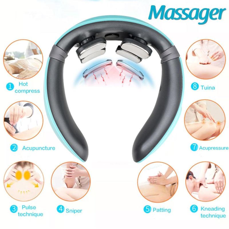 Tens Low Frequency Pulse Heating Massage 4D Smart Electric Neck Massager with 6 Modes 18 Levels