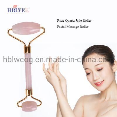 China Supplier Home Use 100% Natural Facial Massage Rose Quartz Jade Roller Gua Sha Tools