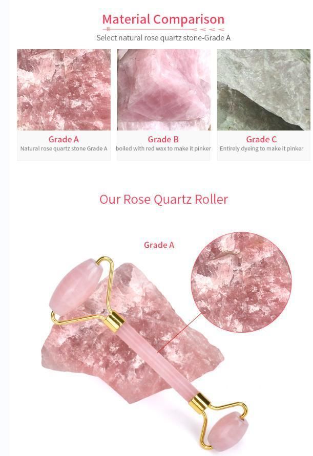 Good Quality Hot Sales Skin Care Tools Custom 100% Natural Crystal Facial Face Rose Quartz Roller Gua Sha Jade Roller