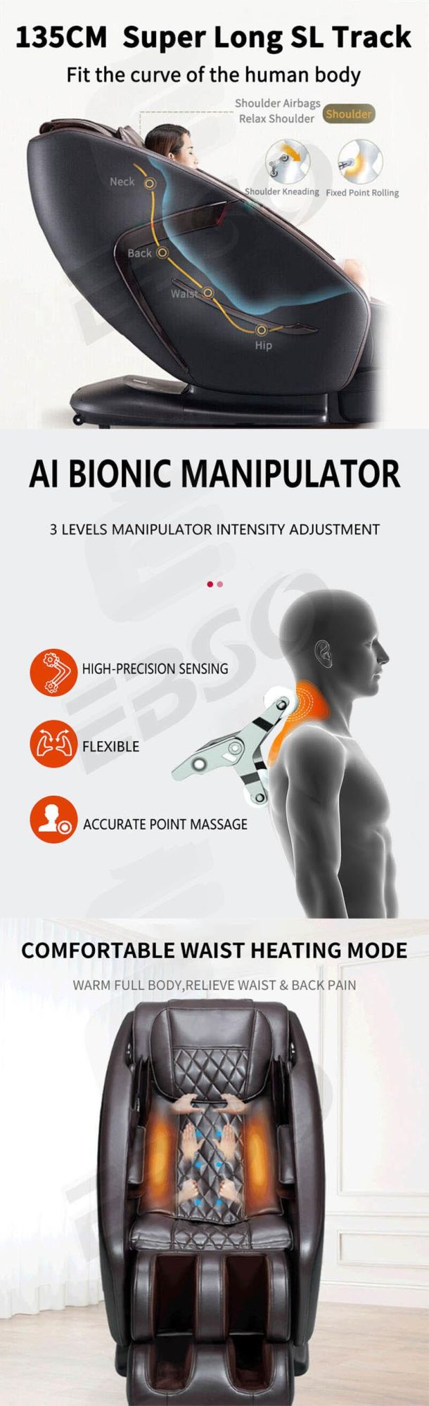 Deep Massage Chair Pain Massage Equipment Full Abilities Massage Chair Shiatsu 3D Chair Massage PU Leather