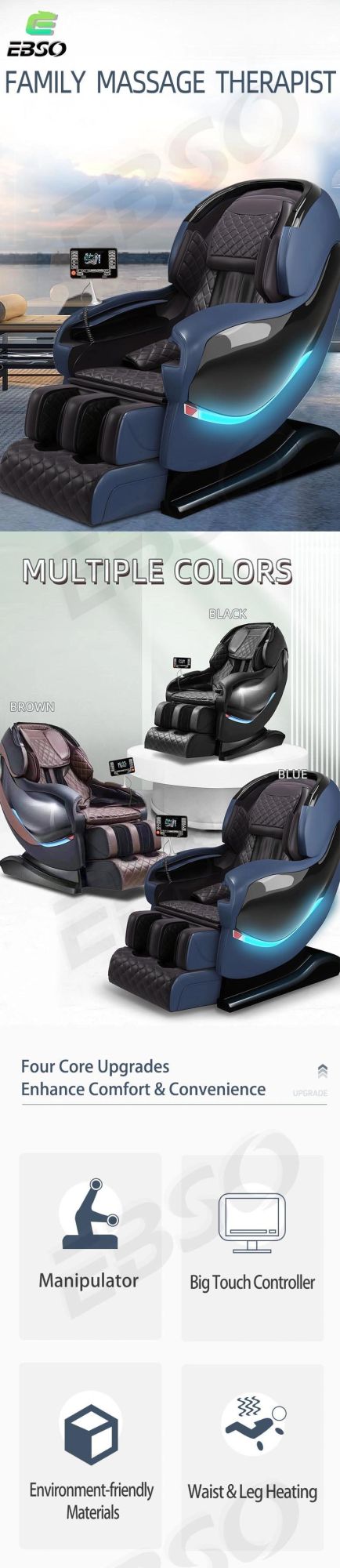 Real Relax Massage Chair Full Body Zero Gravity Shiatsu Massage Recliner with Blue Tooth Heat Foot Roller
