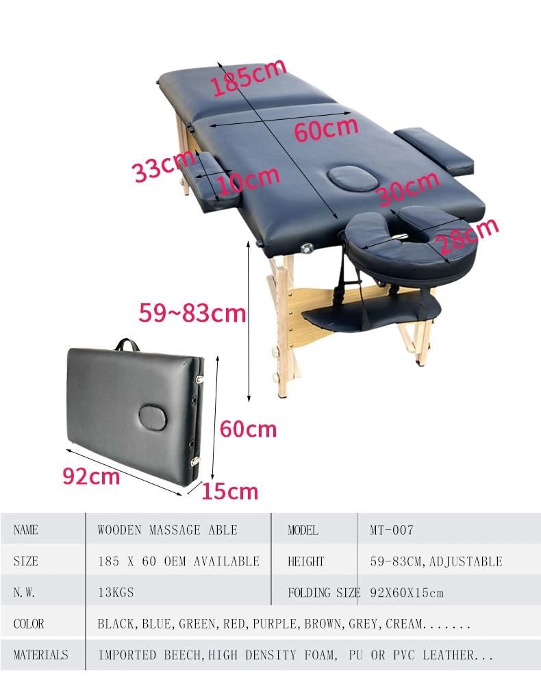 Foldable Portable Massage Table Massage Bed Couche Examination Table