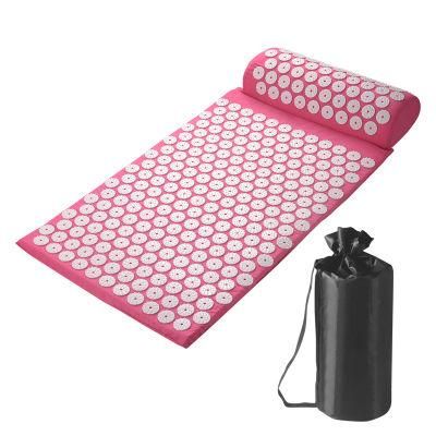 Dropshipping Eco Friendly Natural Linen Acupuncture Mat Gift Back Neck Pain Massage Acupressure Mat and Pillow Set