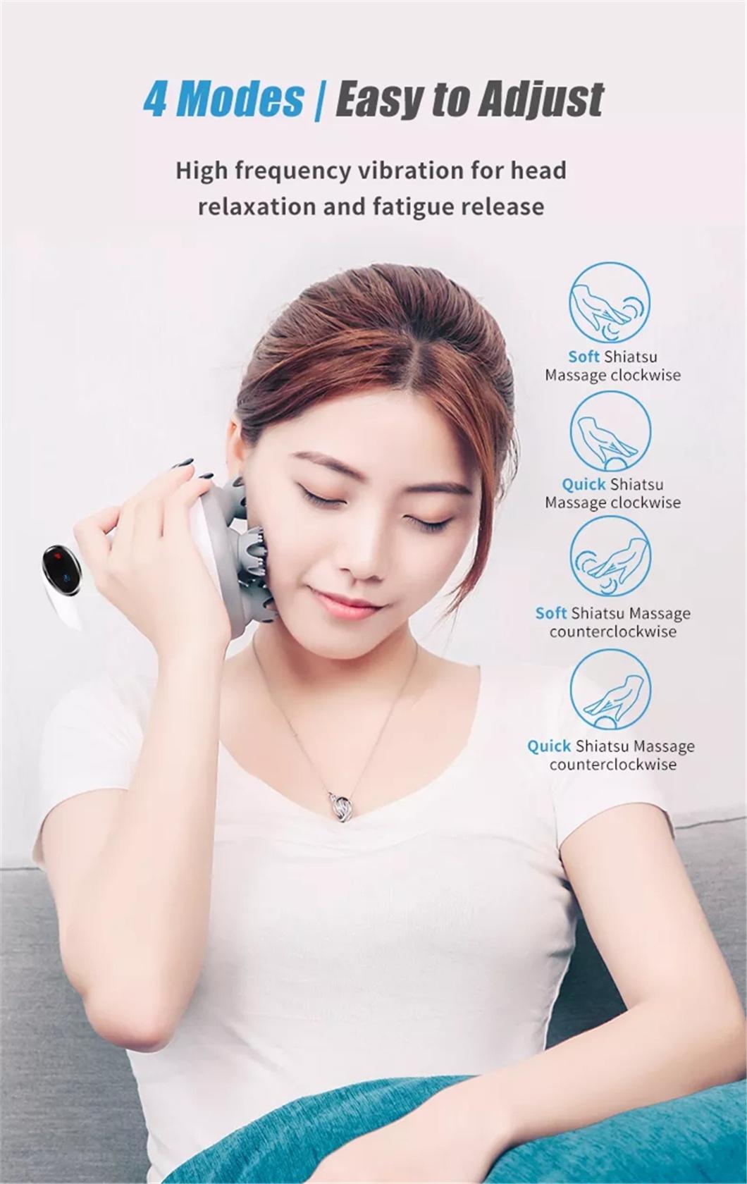 Portable Handheld Massager Smart Head Electric Scalp Pressure Points to Relieve Stress Promote Blood Circulation