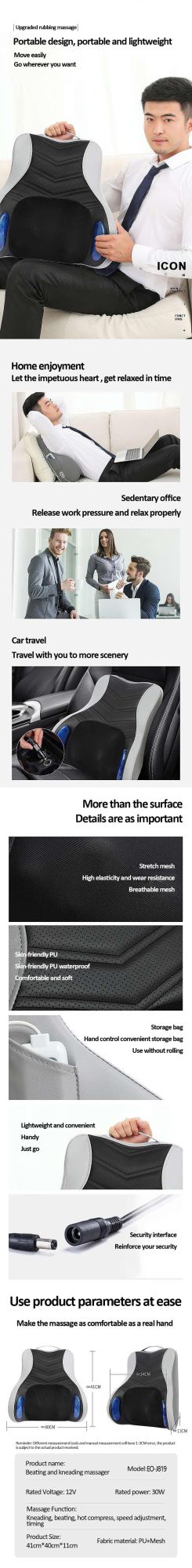 Factory Price Car Massage Seat Cushion Vibrating Body Massager Shiatsu Back Massager
