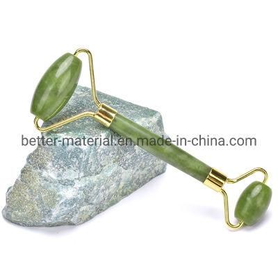 2022 New Custom Best Sell 3D Double Green Crystal Facial Massage Face Roller Jade with Private Label