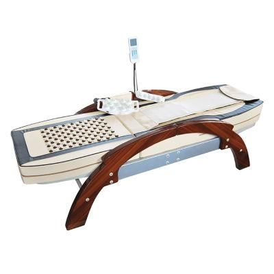 Electric Luxury Tourmaline Jade Stone Mattress Thermal Wooden Massage Bed Chinese Best Full Body Spine Thai Far Infrared Heated Massage Table