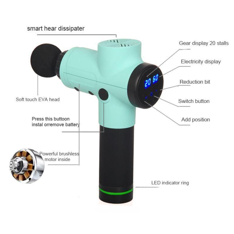 Brushless Motor Lithium Battery Massage Gun Full Body Relaxation Machine with LED Touch Screen